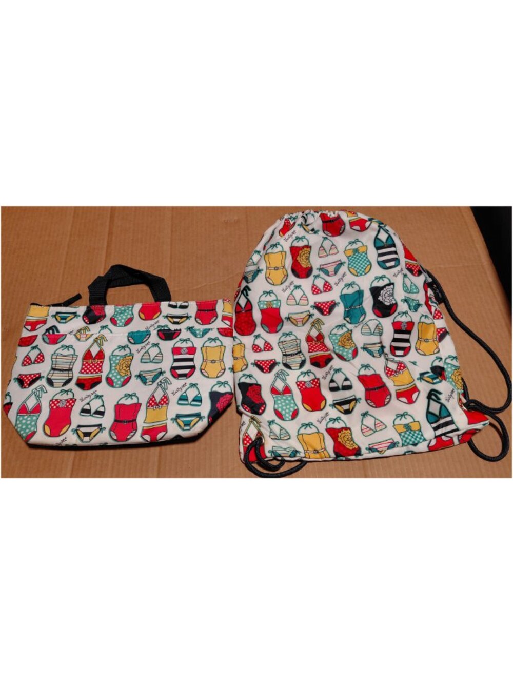 Thirty-One "Sweet Suits" Cinch Sac Drawstring Tote & Thermal Lunch Tote